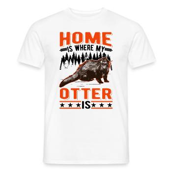 Home is where my Otter is Fischotter Seeotter - Männer T-Shirt - Weiß - Vorne - AI Model Male 178 dark (178cm)