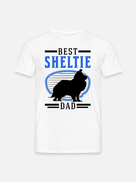 Best Shetland Sheepdog Dad Sheltie Hütehund - Männer T-Shirt - Weiß