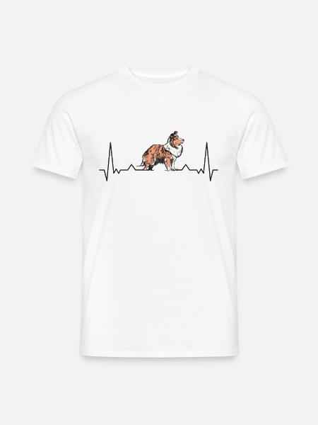Sheltie Herzschlag Hütehund Shetland Sheepdog - Männer T-Shirt - Weiß
