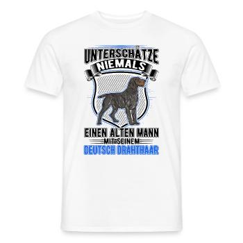 Deutsch Drahthaar Alter Mann German Wirehaired - Männer T-Shirt - Weiß - Vorne - AI Model Male 178 dark (178cm)