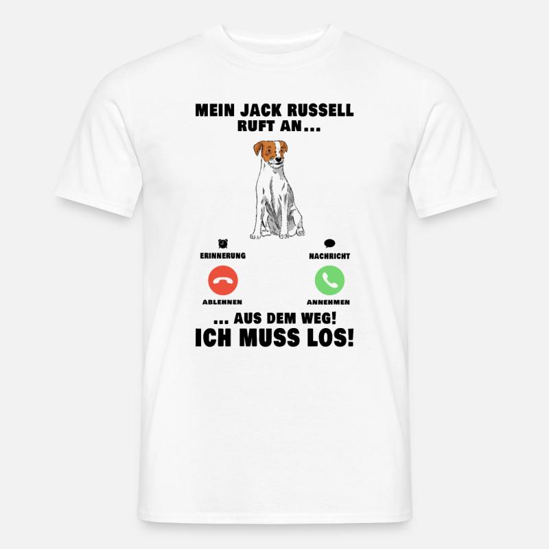 Mein Jack Russell Terrier ruft an - Männer T-Shirt - Weiß