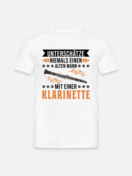 Klarinette Alter Mann Musiker Alter Klarinettist - Männer T-Shirt - Weiß