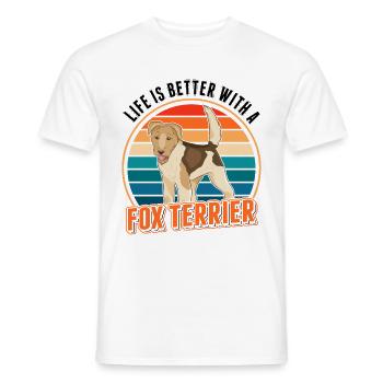 La vie est meilleure avec un Fox terrier Foxterrier - T-shirt homme - blanc - Devant - AI Model Male 178 dark (178cm)