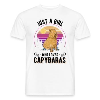 Just a girl who loves capybaras capybara - Men's T-Shirt - white - Front - AI Model Male 178 dark (178cm)