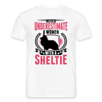 Sheltie Mrs. Shetland Sheepdog - Men's T-Shirt - white - Front - AI Model Male 178 dark (178cm)