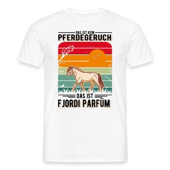 Fjordi Parfüm Fjordpferd Fjord Horse - Männer T-Shirt - Weiß - Vorne - AI Model Male 178 dark (178cm)