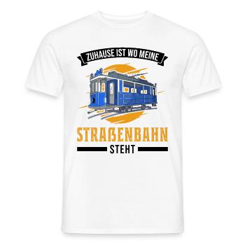 Zuhause ist wo meine Straßenbahn steht Tram S-Bahn - Männer T-Shirt - Weiß - Vorne - AI Model Male 178 dark (178cm)