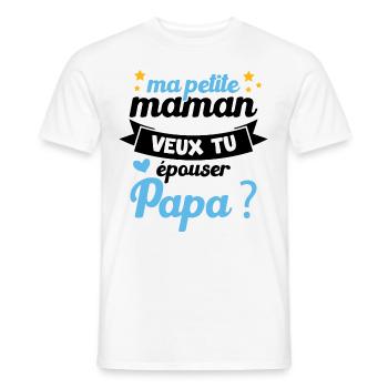Ma Petite Maman Veux Tu Épouser Papa Cadeau Maman - T-shirt homme - blanc - Devant - AI Model Male 178 dark (178cm)
