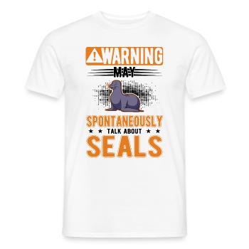 May spontaneously talk about Seal Robbe - Men's T-Shirt - white - Front - AI Model Male 178 dark (178cm)