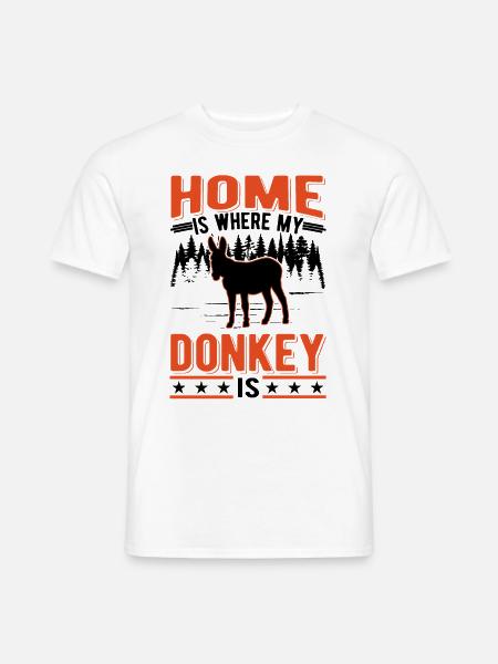 Home is where my Donkey is Maustier Esel - Männer T-Shirt - Weiß