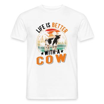 Life is better with a Cow Rinder Kühe Kuh - Männer T-Shirt - Weiß - Vorne - AI Model Male 178 dark (178cm)