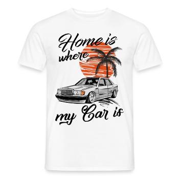 home is where my car is W201 190E - Men's T-Shirt - white - Front - AI Model Male 178 dark (178cm)
