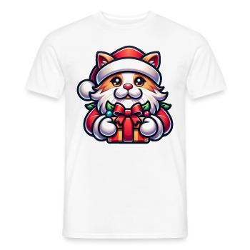 Cat Christmas Santa Claus Gift - Men's T-Shirt - white - Front - AI Model Male 178 dark (178cm)