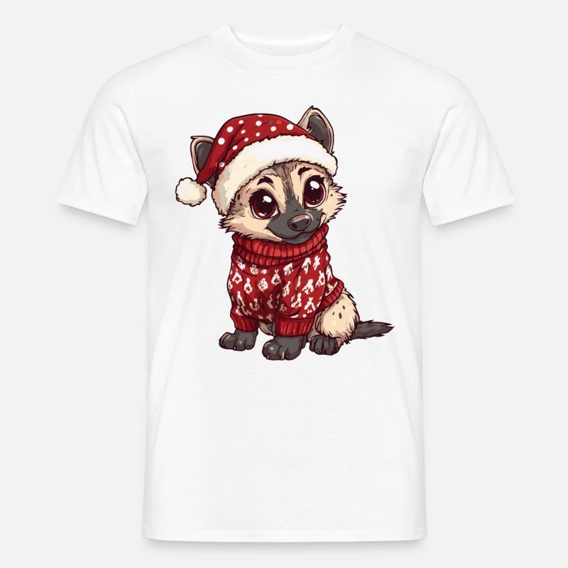 Hyäne Weihnachten Comic - Männer T-Shirt - Weiß