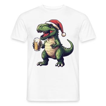 Dinosaure T-Rex Bière Noël - T-shirt homme - blanc - Devant - AI Model Male 178 dark (178cm)