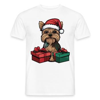 Yorkshire Terrier Chien Cadeaux de bande dessinée de Noël - T-shirt homme - blanc - Devant - AI Model Male 178 dark (178cm)