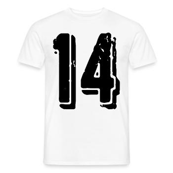 14 Zahl Trikot - Männer T-Shirt - Weiß - Vorne - AI Model Male 178 dark (178cm)