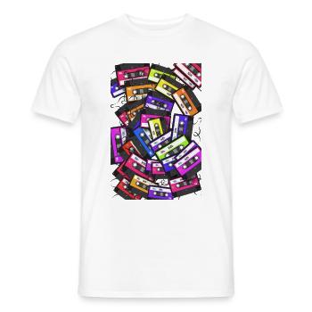 Années 80 Années 90 Retro Music Cassette Mixtape Cassette - T-shirt homme - blanc - Devant - AI Model Male 178 dark (178cm)
