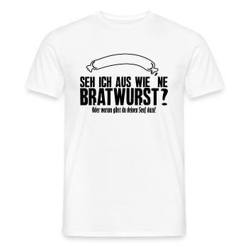 Seh ich aus wie ne Bratwurst - Lustiger Spruch - Männer T-Shirt - Weiß - Vorne - AI Model Male 178 dark (178cm)