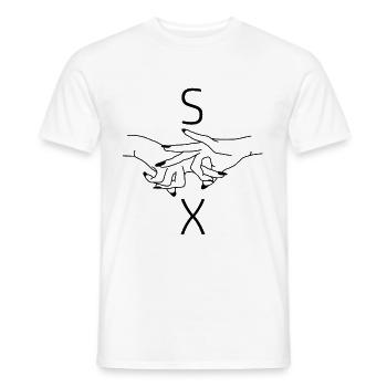 Sex finger signs - Men's T-Shirt - white - Front - AI Model Male 178 dark (178cm)