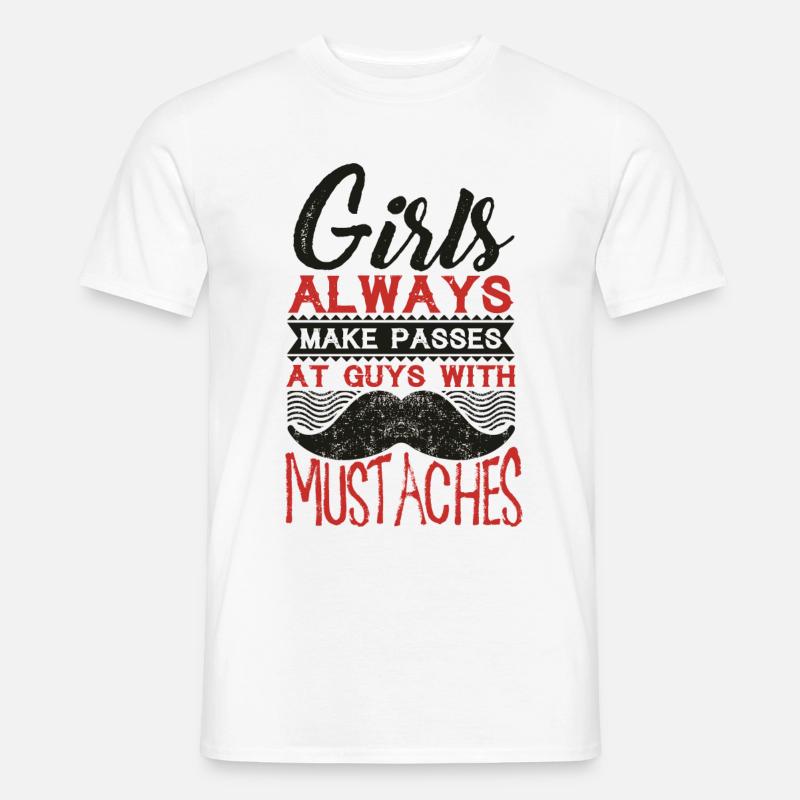 Schnurrbart Bart Spruch - Männer T-Shirt - Weiß