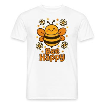 Sweet Bee - Bee Happy - Men's T-Shirt - white - Front - AI Model Male 178 dark (178cm)