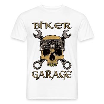 Biker Skull Garage Bandana - Männer T-Shirt - Weiß - Vorne - AI Model Male 178 dark (178cm)