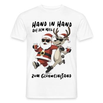 Santa Reindeer Christmas Fun Mulled Wine - Men's T-Shirt - white - Front - AI Model Male 178 dark (178cm)