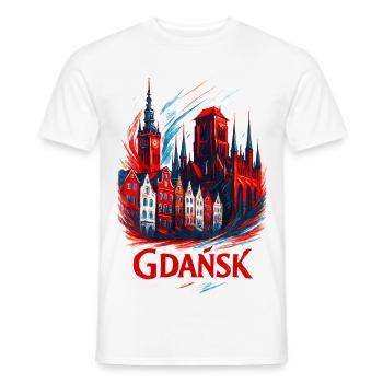 Gdansk Gdańsk, ville de Gdańsk, Pologne, Don patriotique de la Polska - T-shirt homme - blanc - Devant - AI Model Male 178 dark (178cm)
