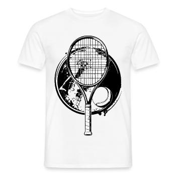 Tennisschläger Tennisball einfarbig schwarz Tennis - Männer T-Shirt - Weiß - Vorne - AI Model Male 178 dark (178cm)