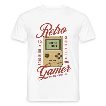 Retro Gamer 80er 90er Gaming Nostalgie - Männer T-Shirt - Weiß - Vorne - AI Model Male 178 dark (178cm)