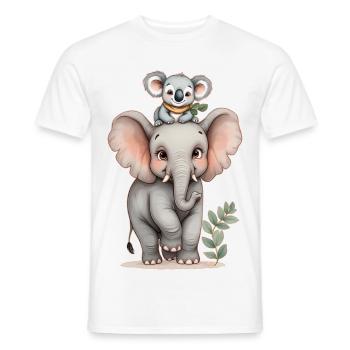 Amitié sauvage : éléphant et koala 🐘 🐨 - T-shirt homme - blanc - Devant - AI Model Male 178 dark (178cm)
