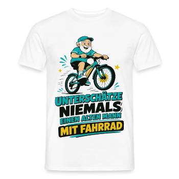 Unterschätze NIEMALS alten Mann mit Fahrrad - Männer T-Shirt - Weiß - Vorne - AI Model Male 178 dark (178cm)