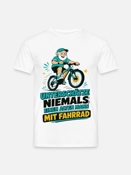 Unterschätze NIEMALS alten Mann mit Fahrrad - Männer T-Shirt - Weiß