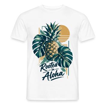 Minimalistische Monstera & Ananas: Aloha Vibe - Männer T-Shirt - Weiß - Vorne - AI Model Male 178 dark (178cm)