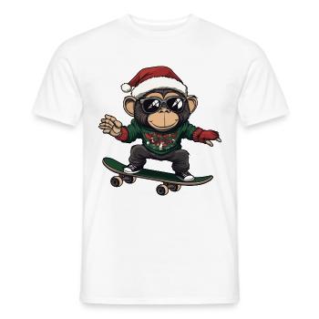 Monkey Christmas Funny - Men's T-Shirt - white - Front - AI Model Male 178 dark (178cm)