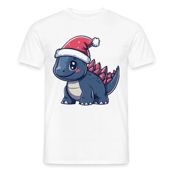 Dinosaure Stegosaurus Noël Mignon - T-shirt homme - blanc - Devant - AI Model Male 178 dark (178cm)