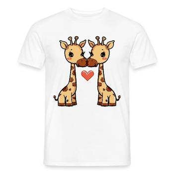 Girafe Couple Saint-Valentin - T-shirt homme - blanc - Devant - AI Model Male 178 dark (178cm)