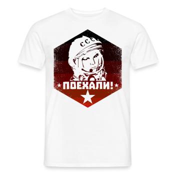 Juri Gagarin - Let's Go - Sowjet Vintage - Männer T-Shirt - Weiß - Vorne - AI Model Male 178 dark (178cm)