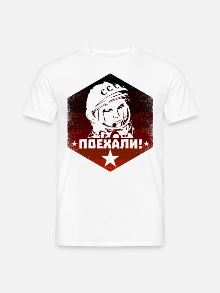 Juri Gagarin - Let's Go - Sowjet Vintage - Männer T-Shirt - Weiß