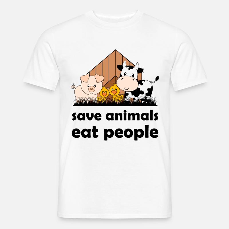 Save animals, eat people - Männer T-Shirt - Weiß