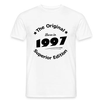 Born in 1997 - Men's T-Shirt - white - Front - AI Model Male 178 dark (178cm)