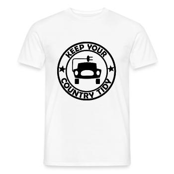 Autocollants électriques pour l’environnement - T-shirt homme - blanc - Devant - AI Model Male 178 dark (178cm)