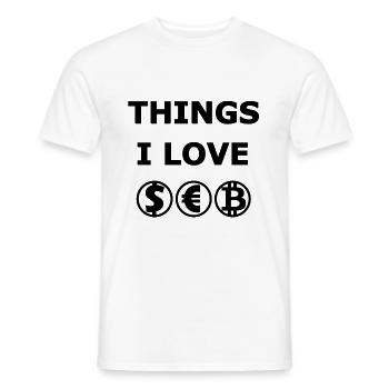 Euro, Bitcoin and Dollar - Men's T-Shirt - white - Front - AI Model Male 178 dark (178cm)