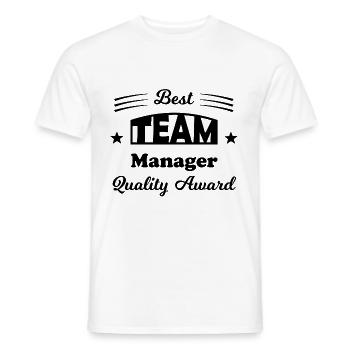 Praise of the company - Men's T-Shirt - white - Front - AI Model Male 178 dark (178cm)