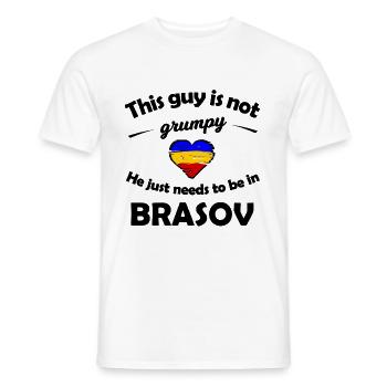 Logement à Brasov, Roumanie - T-shirt homme - blanc - Devant - AI Model Male 178 dark (178cm)