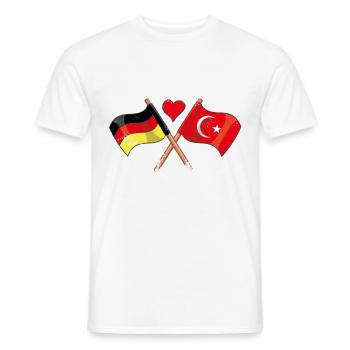 J'aime la Turquie drapeau de l'Allemagne drapeau coeur - T-shirt homme - blanc - Devant - AI Model Male 178 dark (178cm)