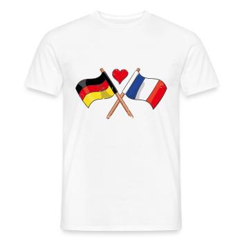 J'aime la bannière coeur drapeau France Allemagne - T-shirt homme - blanc - Devant - AI Model Male 178 dark (178cm)