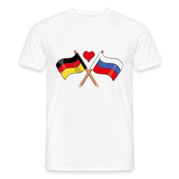 I love Russia Germany Flag Heart Flag - Men's T-Shirt - white - Front - AI Model Male 178 dark (178cm)