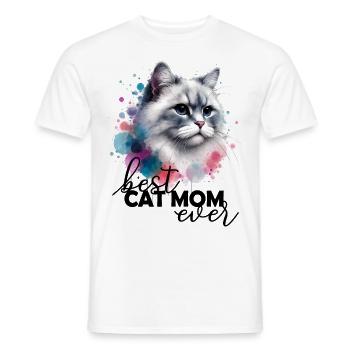 Best Cat Mom Ever Spruch - Männer T-Shirt - Weiß - Vorne - AI Model Male 178 dark (178cm)